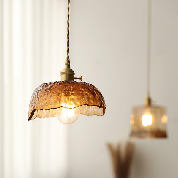 Vintage bruin glazen hanglamp