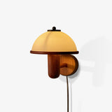 Paddestoel houten wandlamp