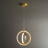 Gouden Geometrische Hanglamp 2-Ring LED in Messing