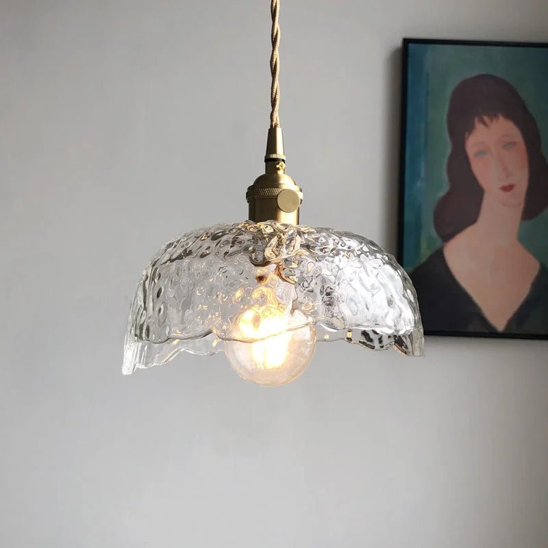 Onregelmatige hanglamp van messing glas