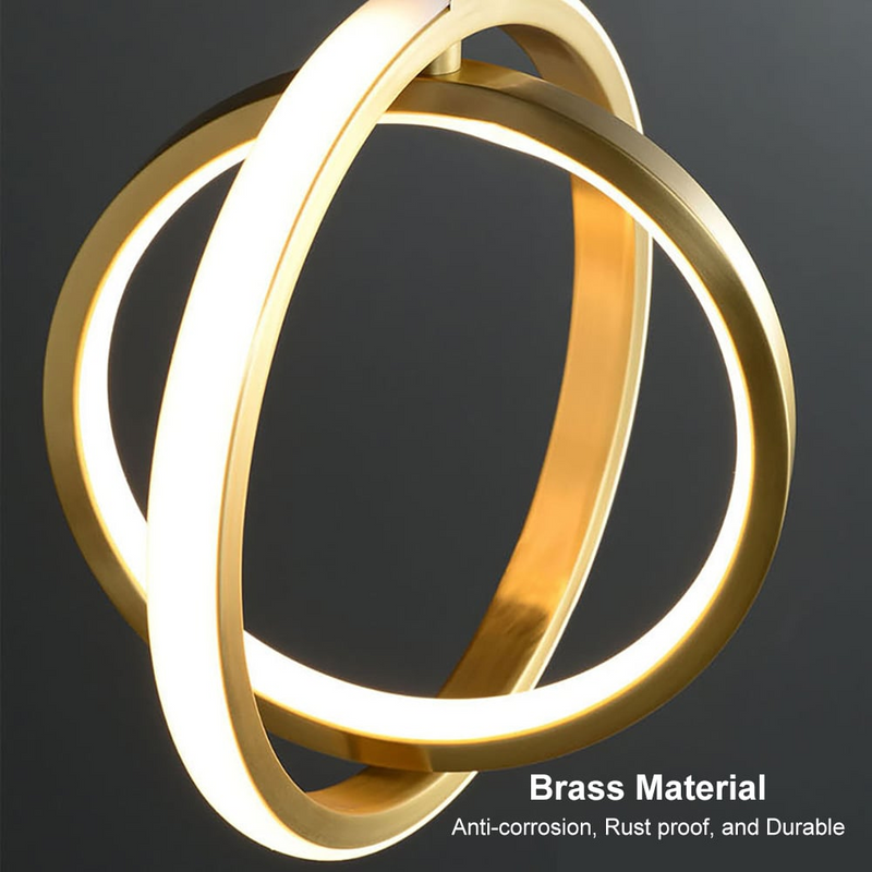Gouden Geometrische Hanglamp 2-Ring LED in Messing