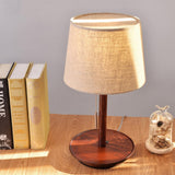 Gentle Glow Scandinavische walnotenlamp met luxe stoffen accenten - Stralend thuis Amsterdam