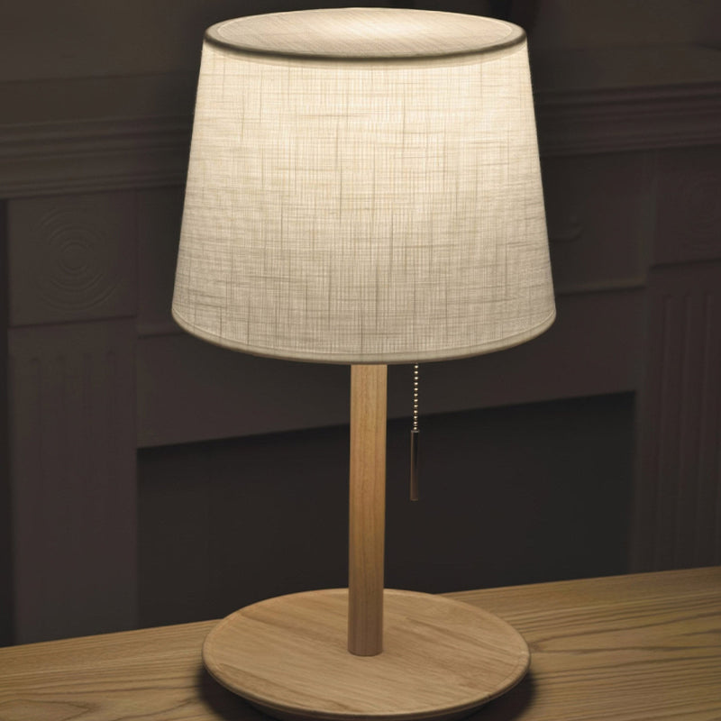 Gentle Glow Scandinavische walnotenlamp met luxe stoffen accenten - Stralend thuis Amsterdam