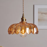 Vintage glazen bloem hanglamp