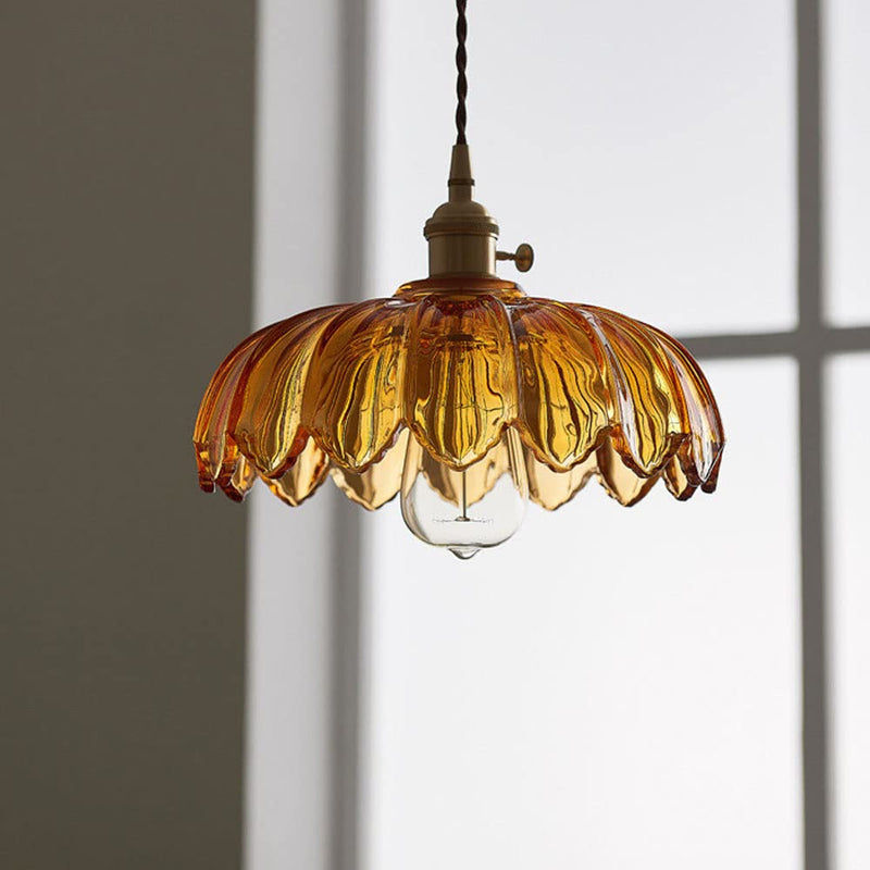 Vintage glazen bloem hanglamp