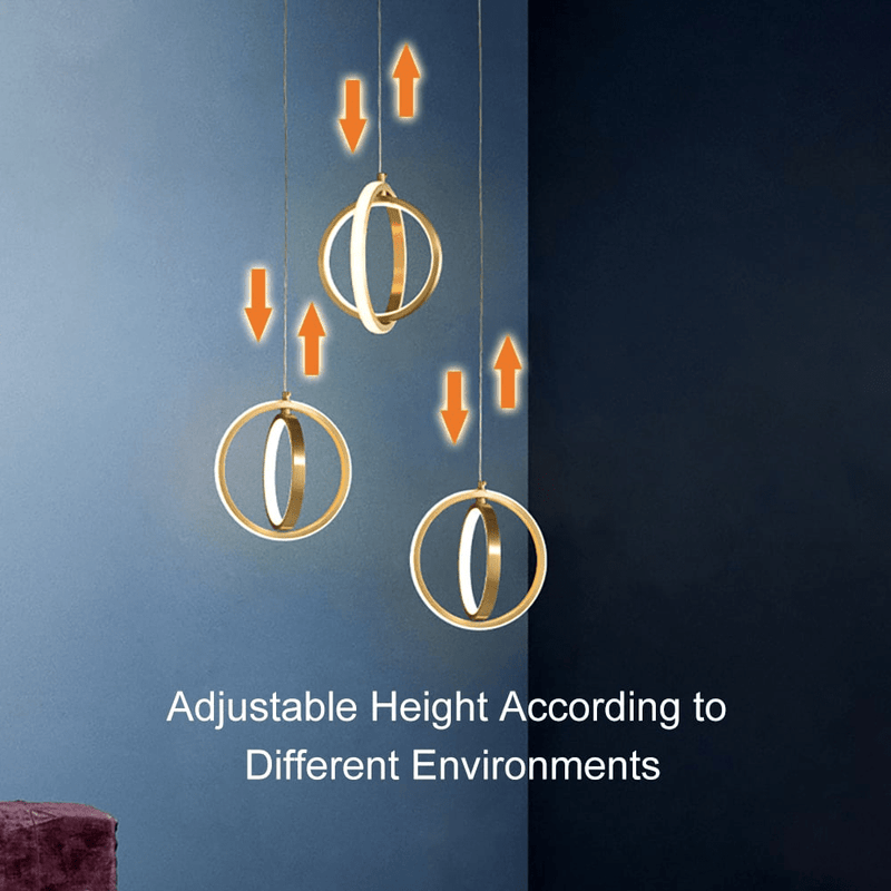Gouden Geometrische Hanglamp 2 - Ring LED in Messing - Stralend thuis Amsterdam