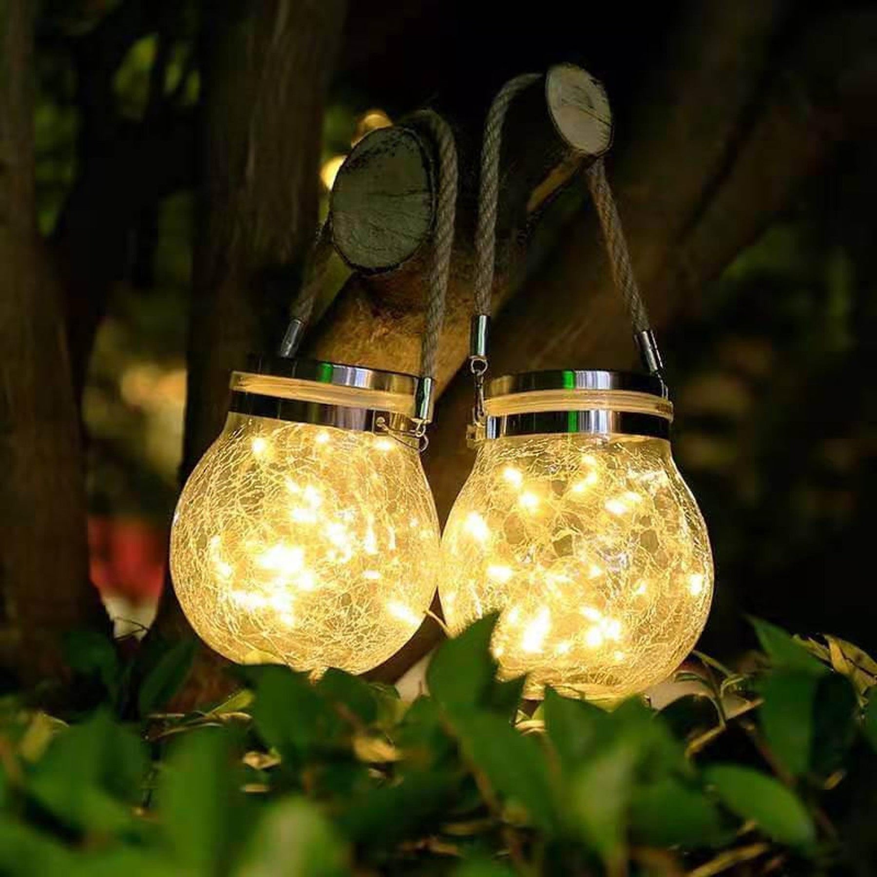 Gartenlampe aus Glas mit Solar