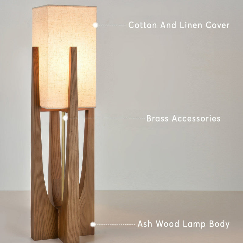 Japanse stijl walnoot vloerlamp eenvoudige massief houten lamp - Stralend thuis Amsterdam