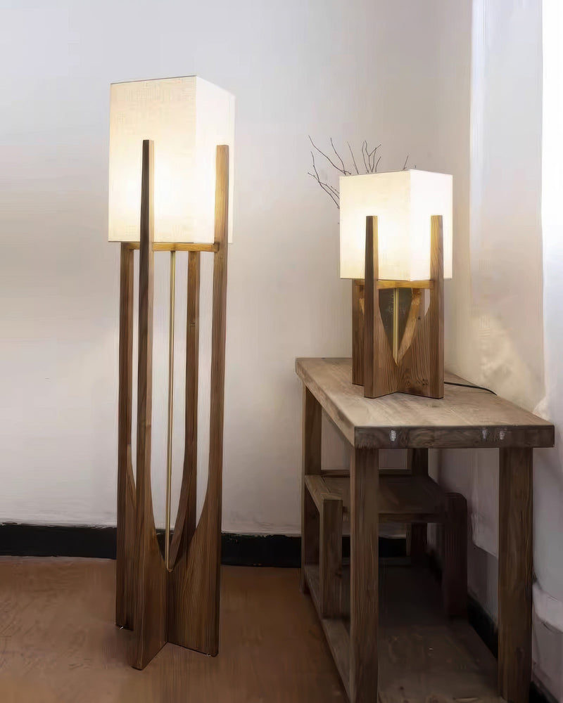 Japanse stijl walnoot vloerlamp eenvoudige massief houten lamp - Stralend thuis Amsterdam