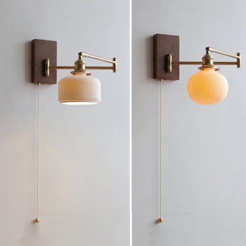 Keramische Wandlamp Met Houten Plaat - Stralend thuis Amsterdam