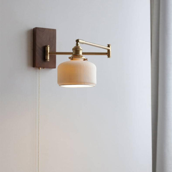 Keramische Wandlamp Met Houten Plaat - Stralend thuis Amsterdam