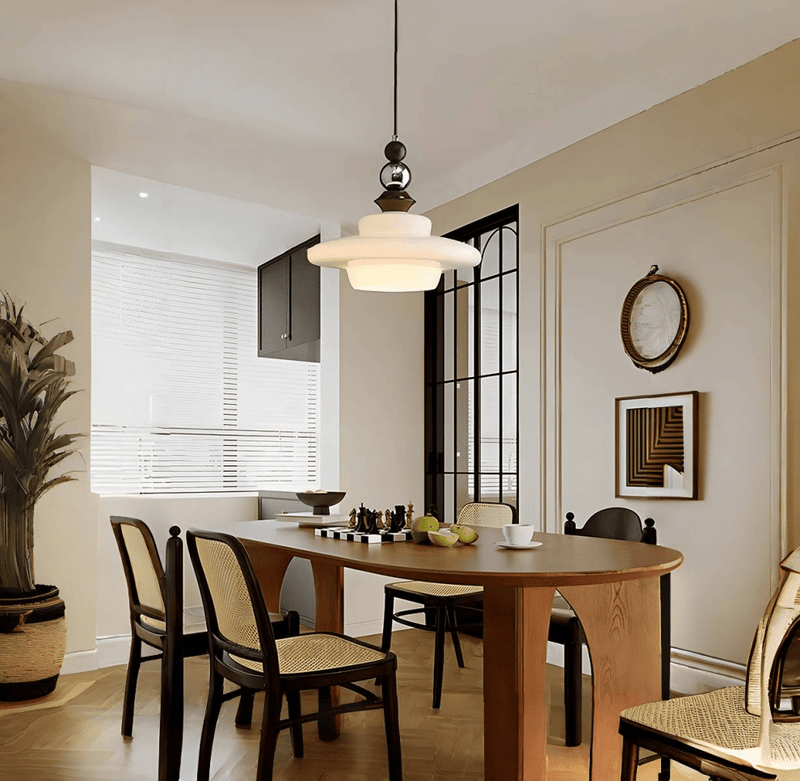 Middeleeuwse stijl glas beige eetkamer hanglamp - Stralend thuis Amsterdam