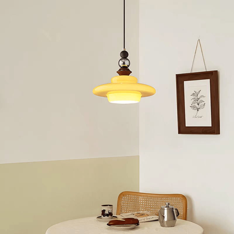 Middeleeuwse stijl glas beige eetkamer hanglamp - Stralend thuis Amsterdam