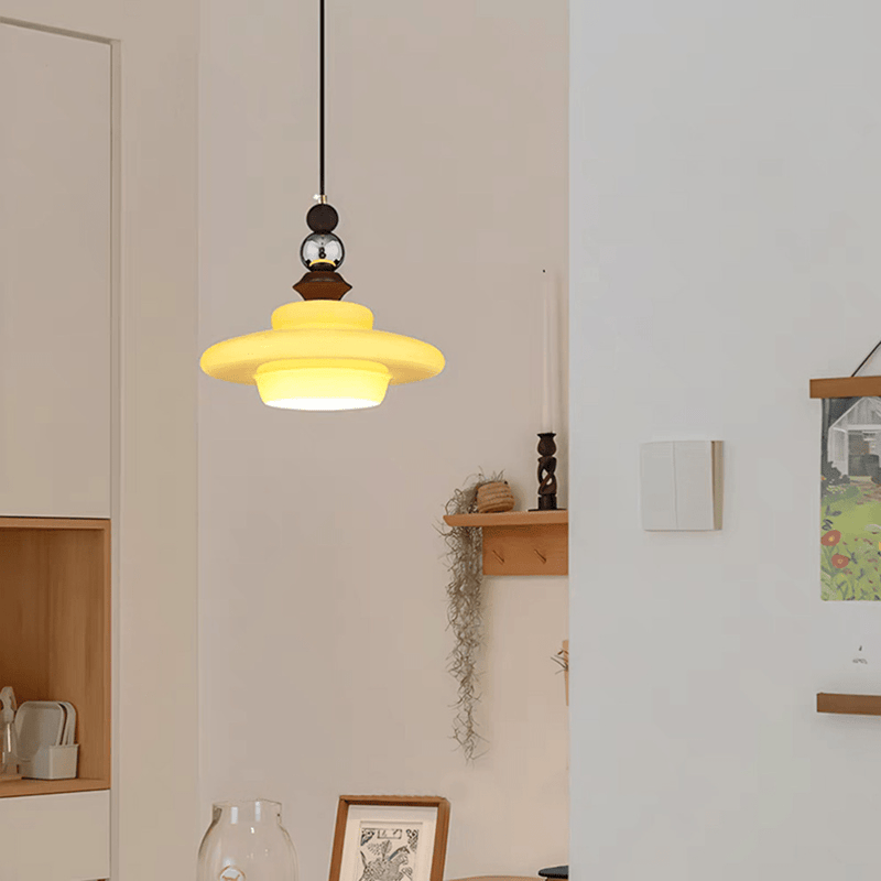 Middeleeuwse stijl glas beige eetkamer hanglamp - Stralend thuis Amsterdam