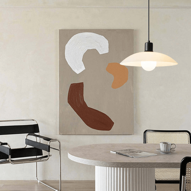 Minimalistische Witte Schijf Glazen Hanglamp - Stralend thuis Amsterdam