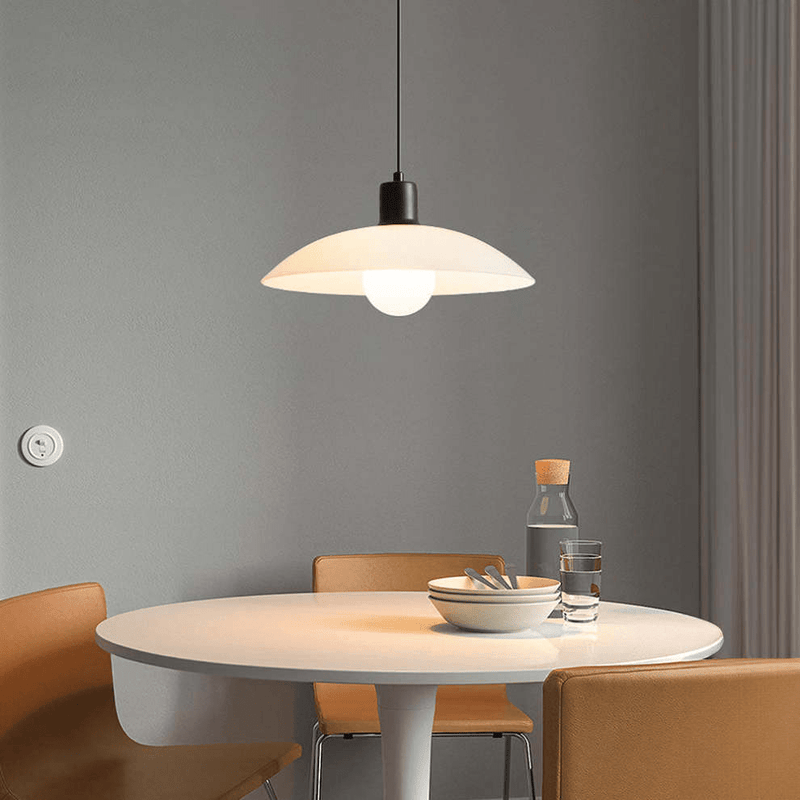 Minimalistische Witte Schijf Glazen Hanglamp - Stralend thuis Amsterdam