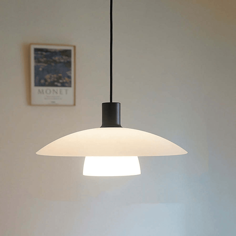 Minimalistische Witte Schijf Glazen Hanglamp - Stralend thuis Amsterdam