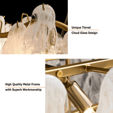 Moderne 6 - lichts glazen kroonluchter met wolken en verstelbare kabels - Stralend thuis Amsterdam