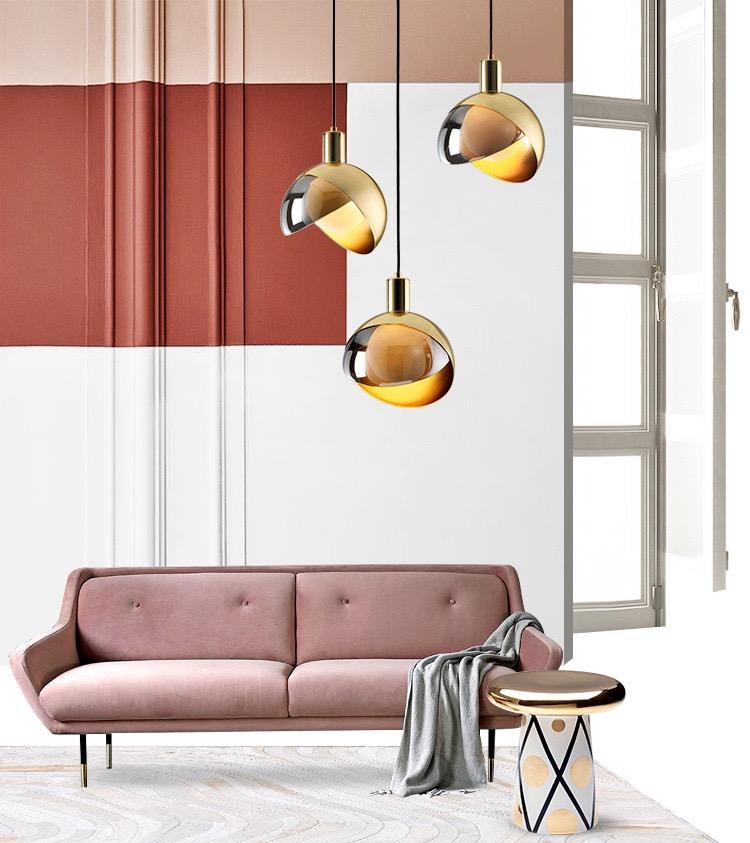 Moderne gouden glazen hanglamp - Stralend thuis Amsterdam