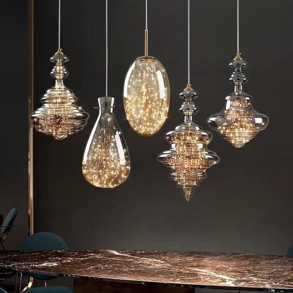 Moderne Grijze Glas Sterrenhemel Hanglamp - Stralend thuis Amsterdam