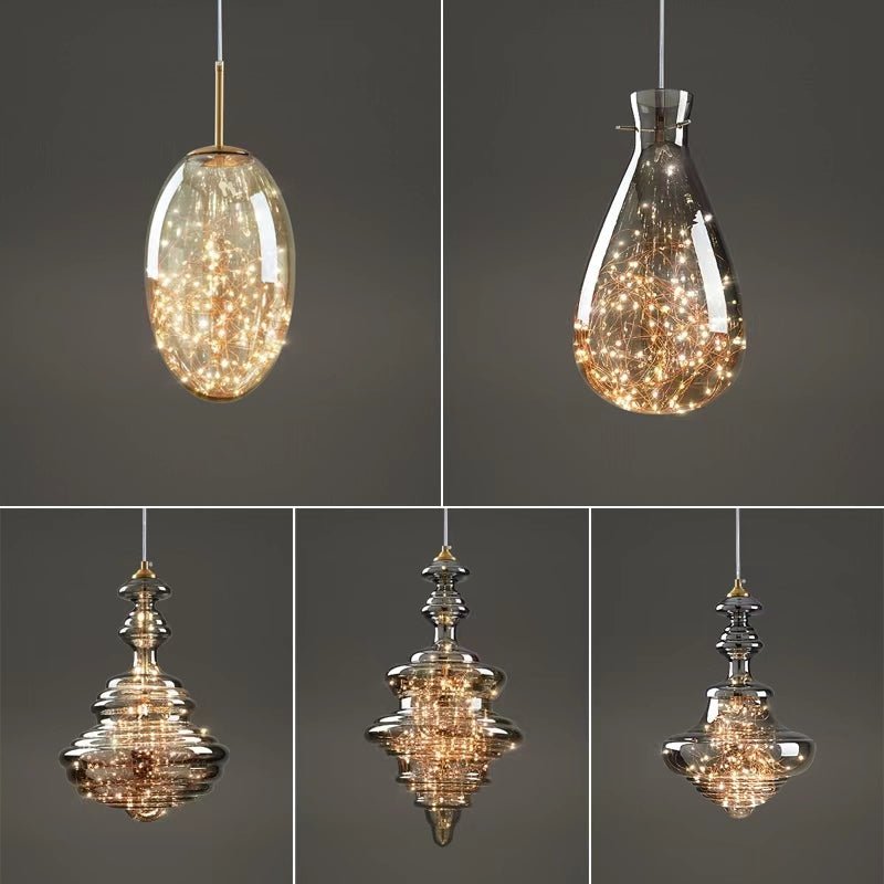 Moderne Grijze Glas Sterrenhemel Hanglamp - Stralend thuis Amsterdam