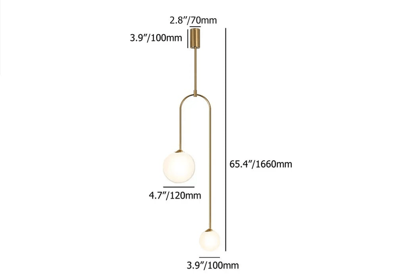 Moderne Hanglamp Glazen Bol 2 - Lichts U - Vormig voor Woonkamer en Slaapkamer - Stralend thuis Amsterdam