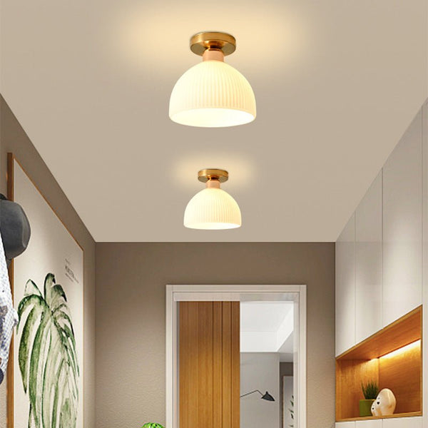 Moderne Melk Wit Glazen Plafondlamp - Stralend thuis Amsterdam