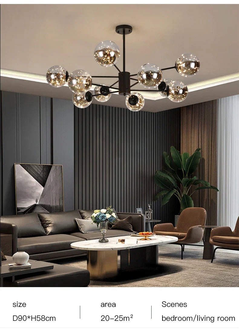 NobleLuminance - Glazen bolkroonluchter - Stralend thuis Amsterdam