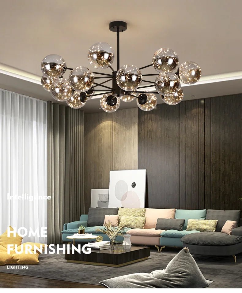 NobleLuminance - Glazen bolkroonluchter - Stralend thuis Amsterdam