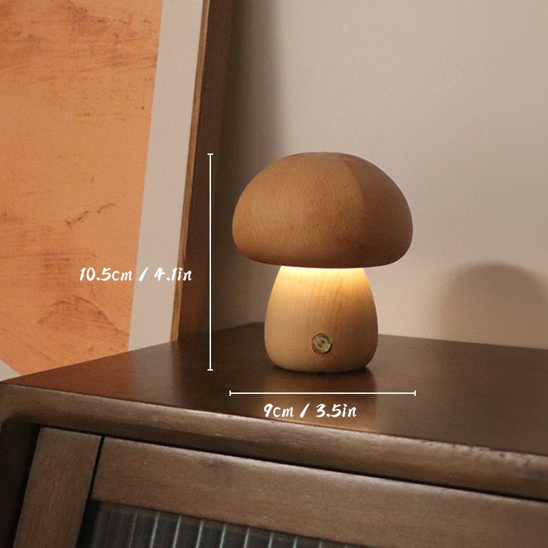 Oplaadbare Houten Paddestoelen Tafellamp - Stralend thuis Amsterdam