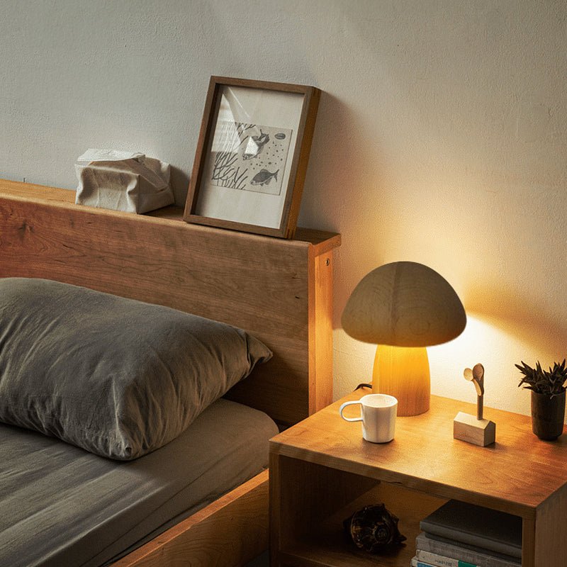 Oplaadbare Houten Paddestoelen Tafellamp - Stralend thuis Amsterdam