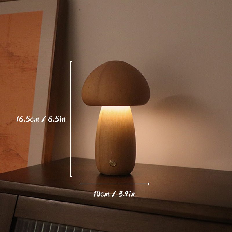 Oplaadbare Houten Paddestoelen Tafellamp - Stralend thuis Amsterdam