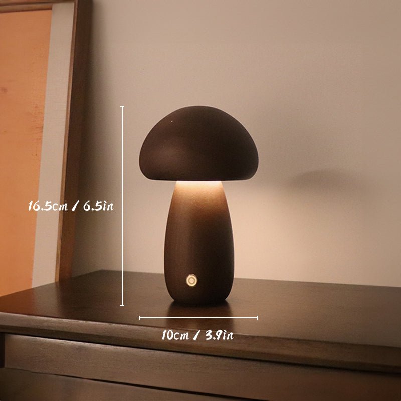 Oplaadbare Houten Paddestoelen Tafellamp - Stralend thuis Amsterdam