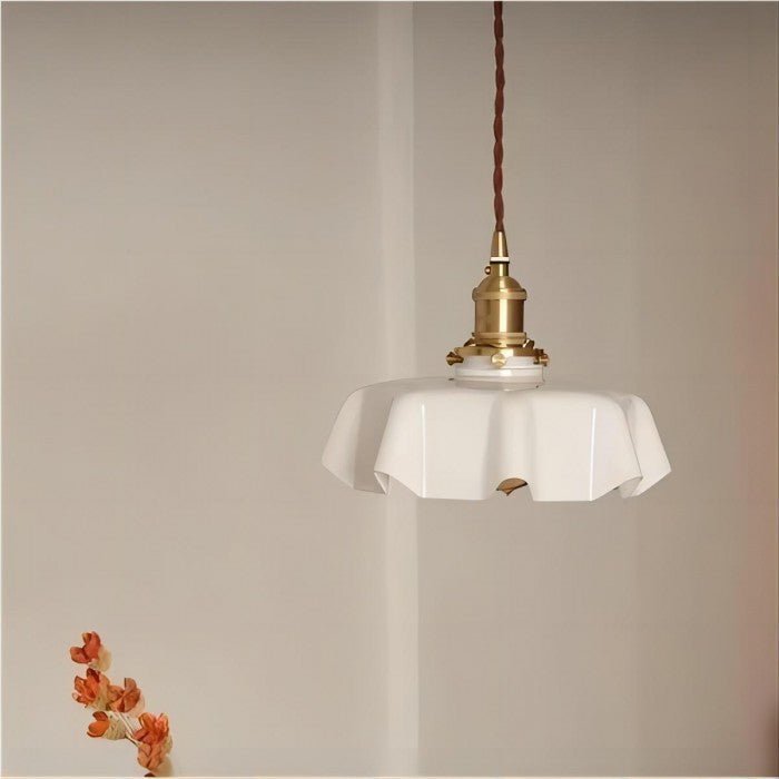 Retro Glazen Bloem Crème Hanglamp