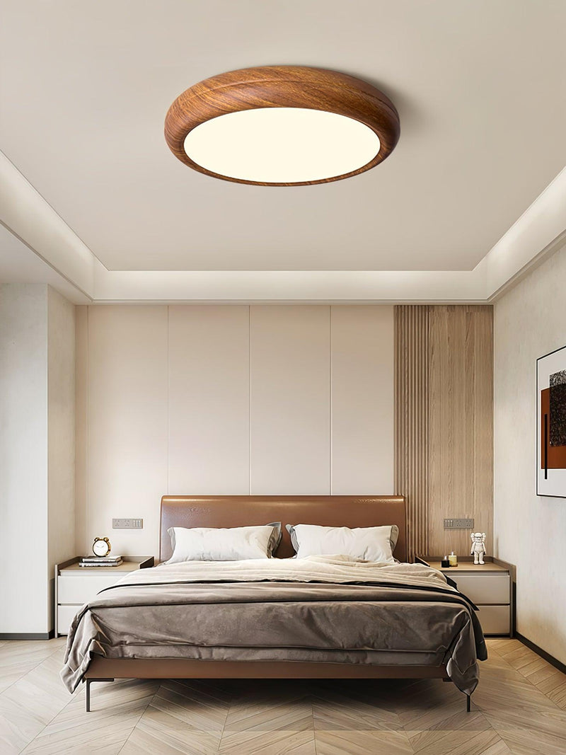 Ronde plafondlamp met houtnerf - Stralend thuis Amsterdam