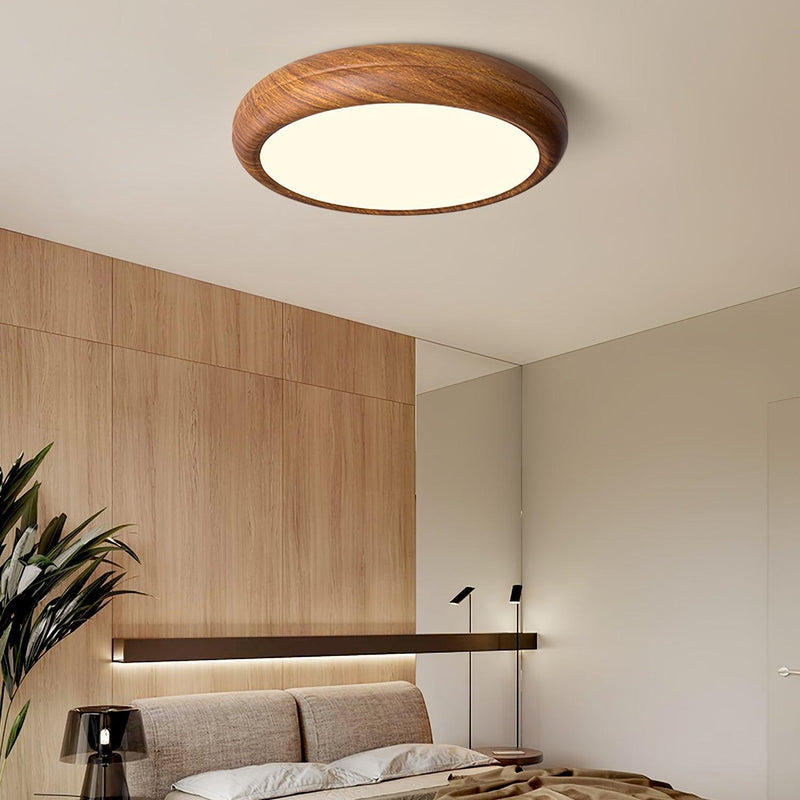 Ronde plafondlamp met houtnerf - Stralend thuis Amsterdam