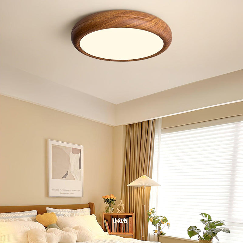 Ronde plafondlamp met houtnerf - Stralend thuis Amsterdam