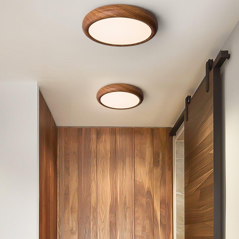 Ronde plafondlamp met houtnerf - Stralend thuis Amsterdam