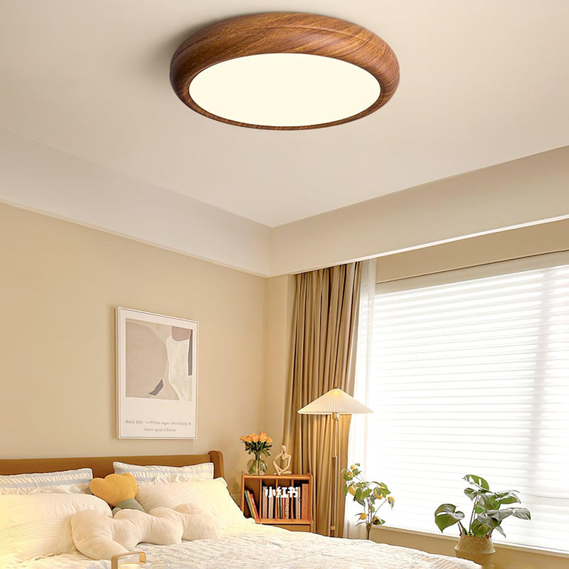 Ronde plafondlamp met houtnerf - Stralend thuis Amsterdam