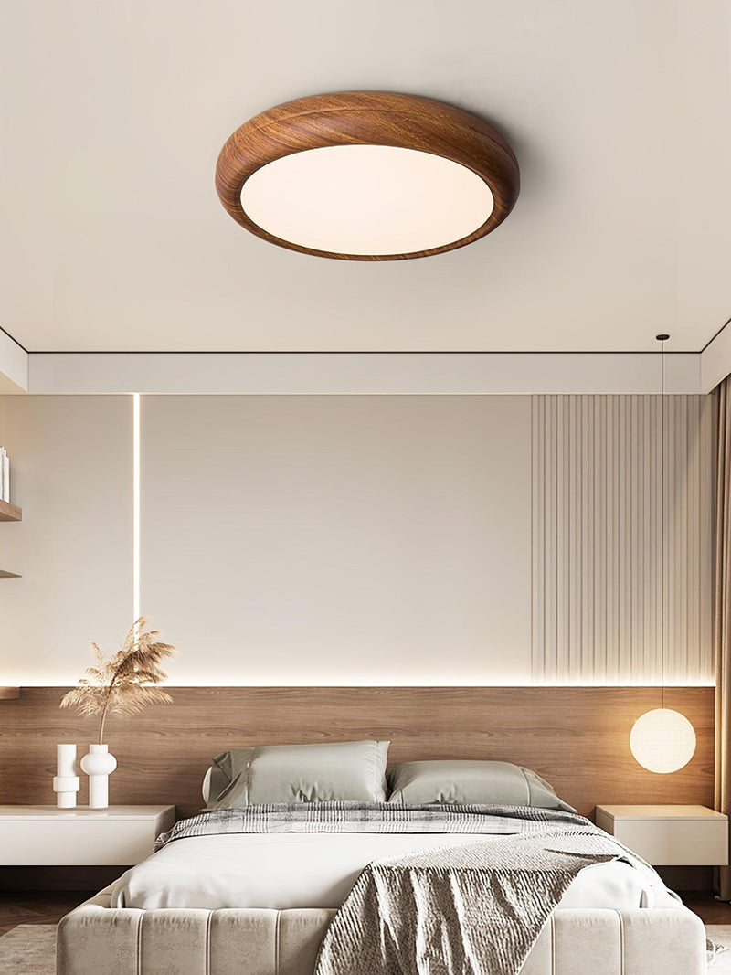 Ronde plafondlamp met houtnerf - Stralend thuis Amsterdam