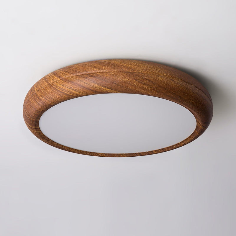 Ronde plafondlamp met houtnerf - Stralend thuis Amsterdam