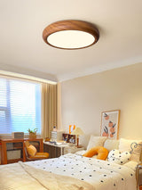 Ronde plafondlamp met houtnerf - Stralend thuis Amsterdam