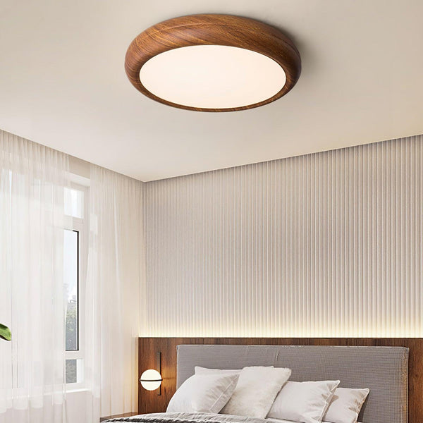 Ronde plafondlamp met houtnerf - Stralend thuis Amsterdam