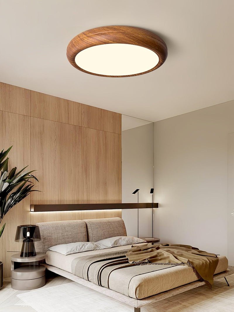 Ronde plafondlamp met houtnerf - Stralend thuis Amsterdam