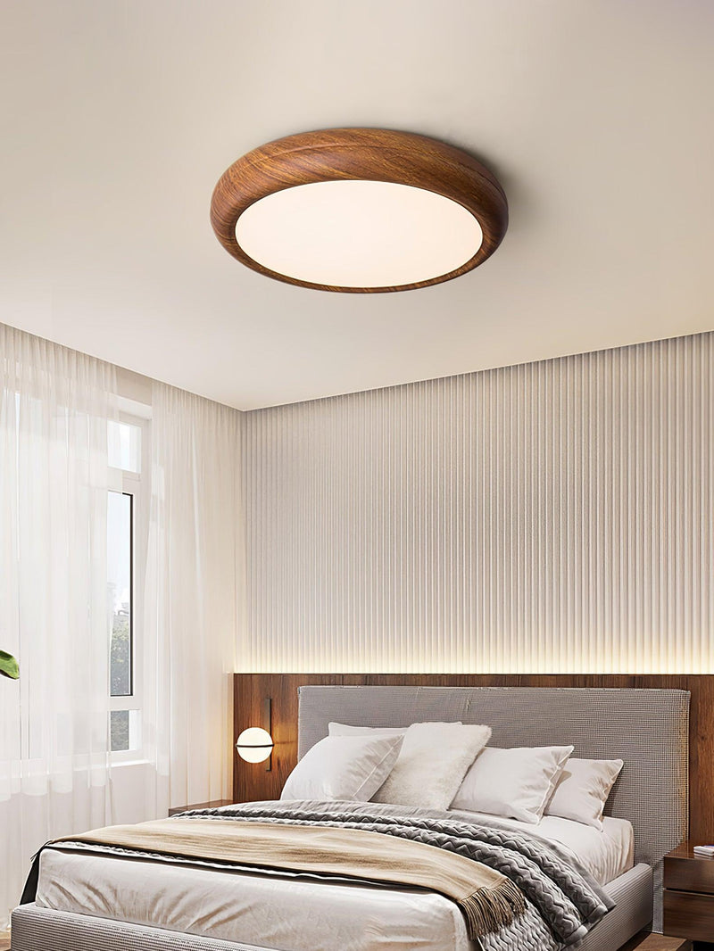 Ronde plafondlamp met houtnerf - Stralend thuis Amsterdam