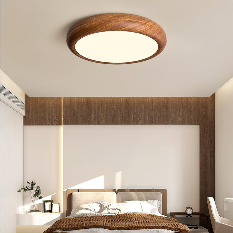 Ronde plafondlamp met houtnerf - Stralend thuis Amsterdam