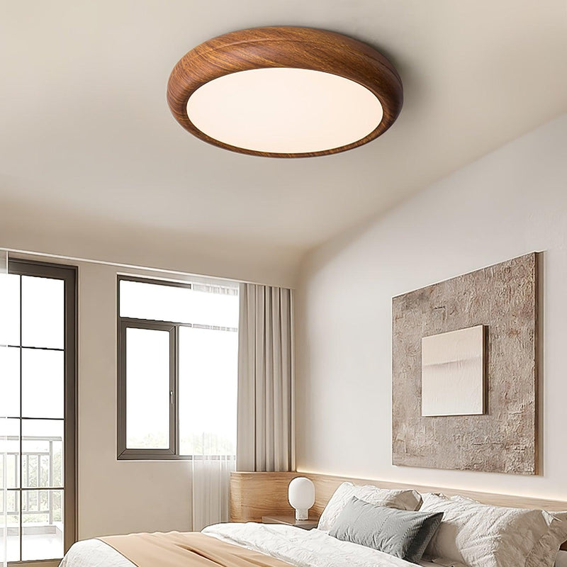 Ronde plafondlamp met houtnerf - Stralend thuis Amsterdam