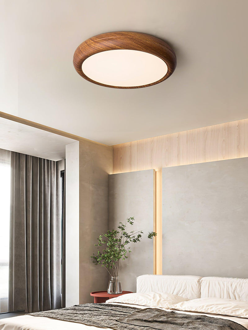 Ronde plafondlamp met houtnerf - Stralend thuis Amsterdam