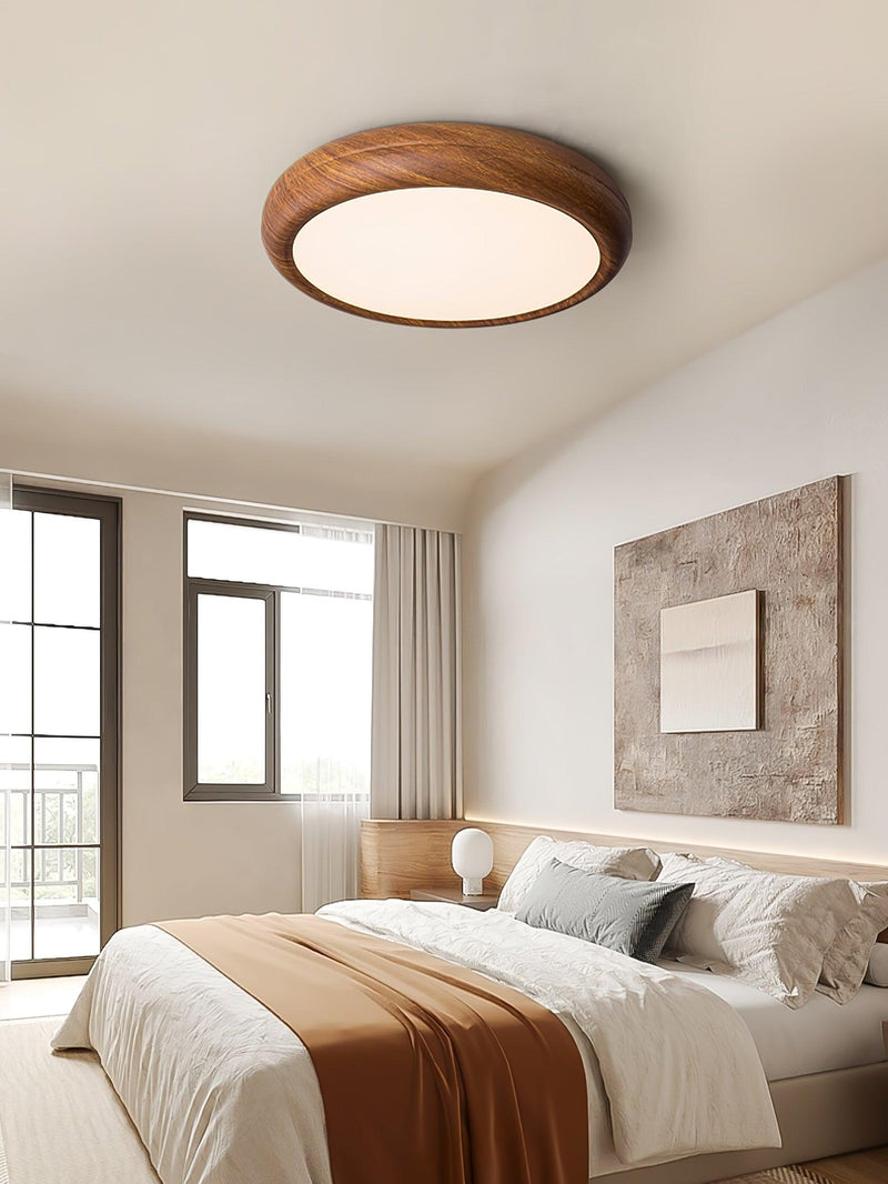 Ronde plafondlamp met houtnerf - Stralend thuis Amsterdam