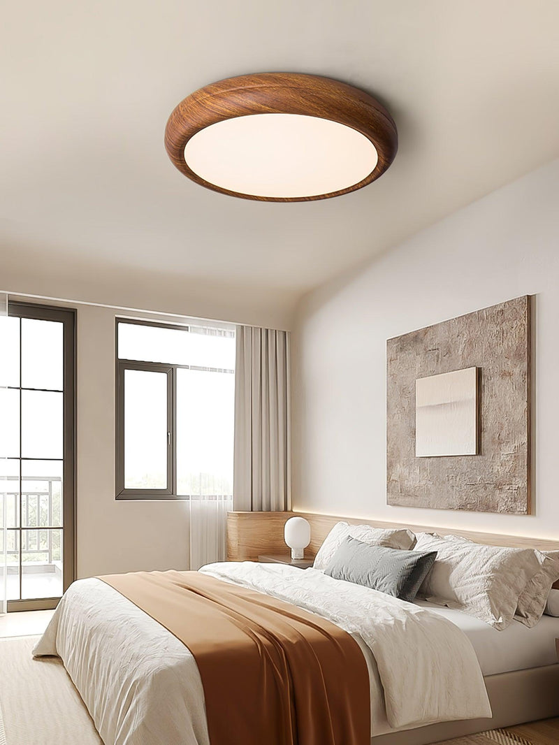 Ronde plafondlamp met houtnerf - Stralend thuis Amsterdam